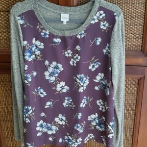 Mixed media long sleeve top